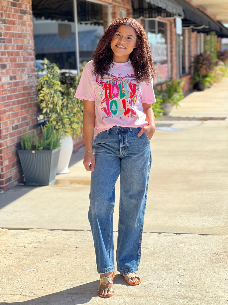 Holly Jolly Colorful Bow Graphic Tee