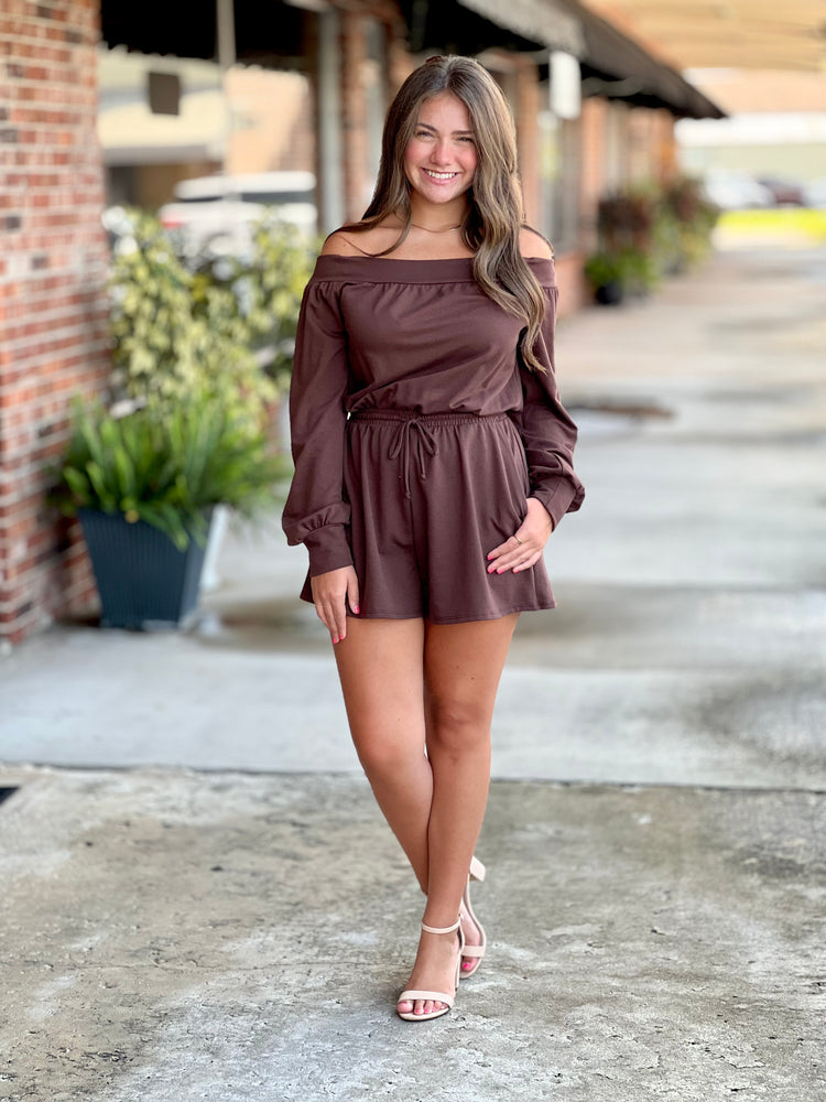 Long Sleeve Chocolate Romper