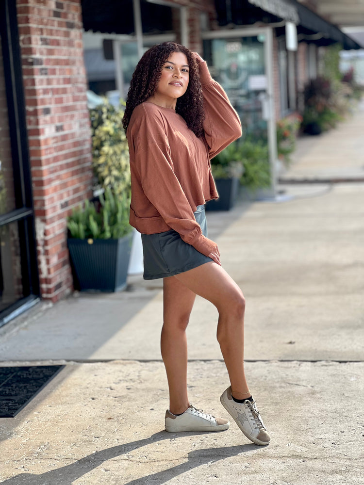 Autumn Open Back Long Sleeve Top