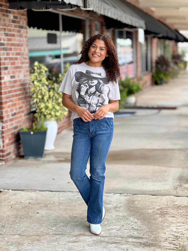 Cassie Mid Rise Trouser Bootcut Jeans