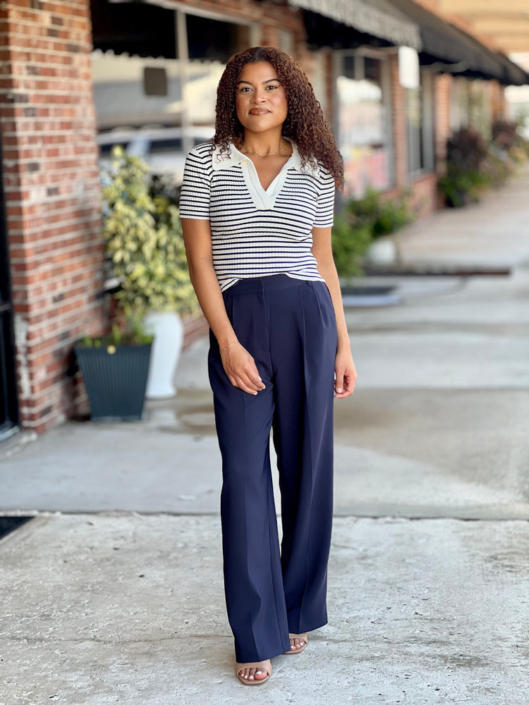 Back To Business Navy High Waist Dress Pants