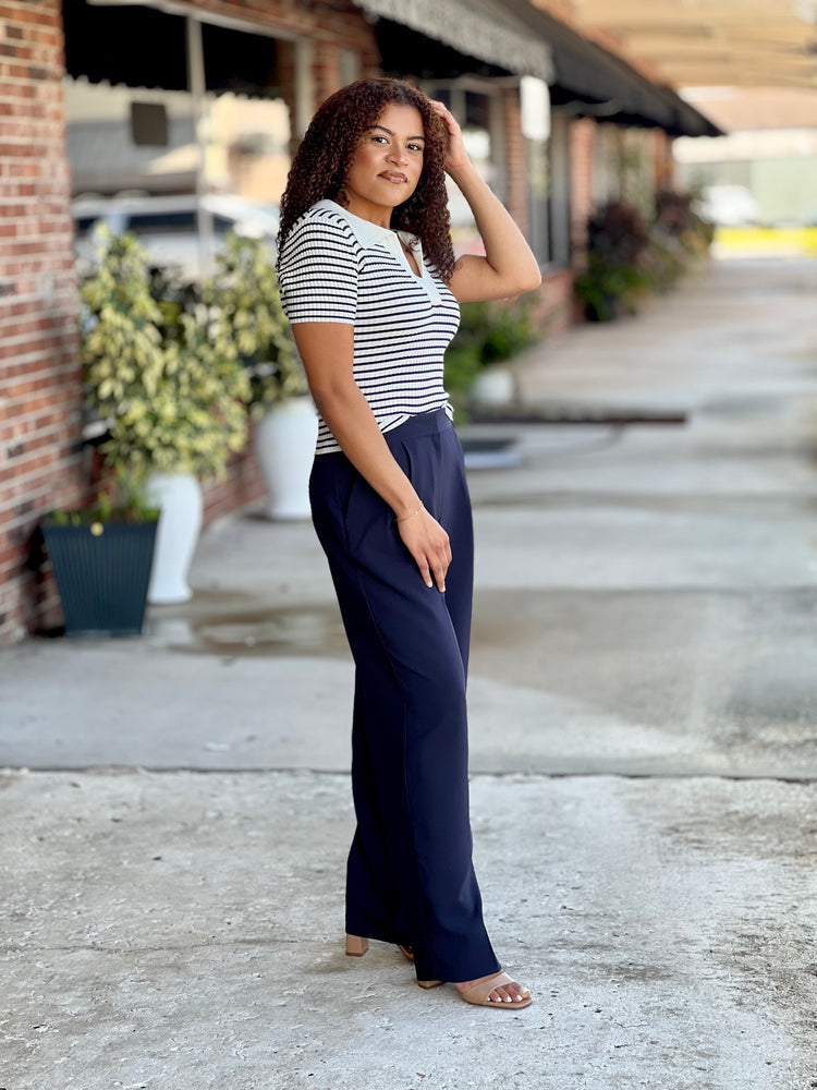 Back To Business Navy High Waist Dress Pants