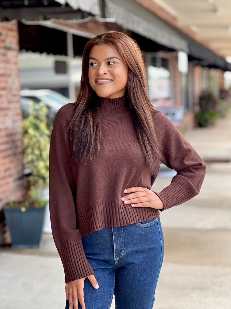 Maple Latte Mock Neck Sweater