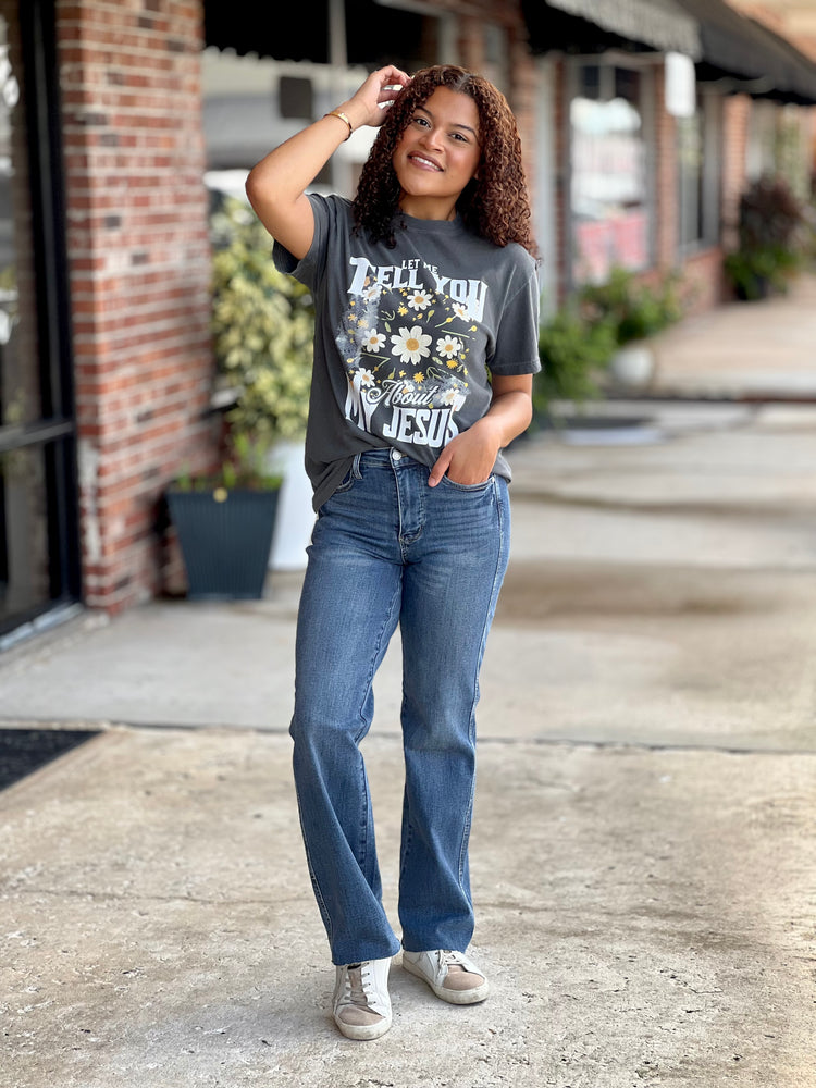 Floral Let Me Tell You About My Jesus Tee