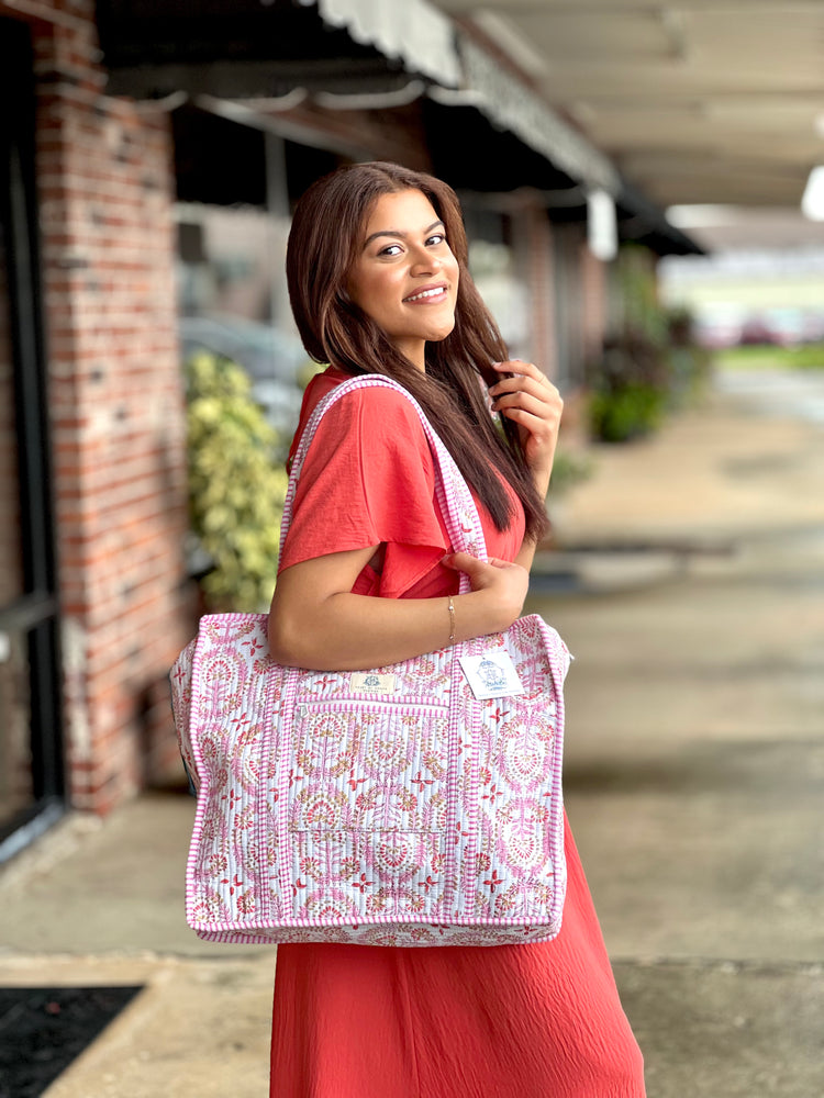 Dahlia Large Quilted Tote Bag