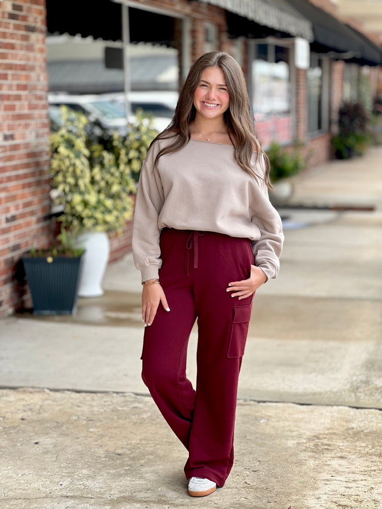 Burgundy Cargo Sweatpants