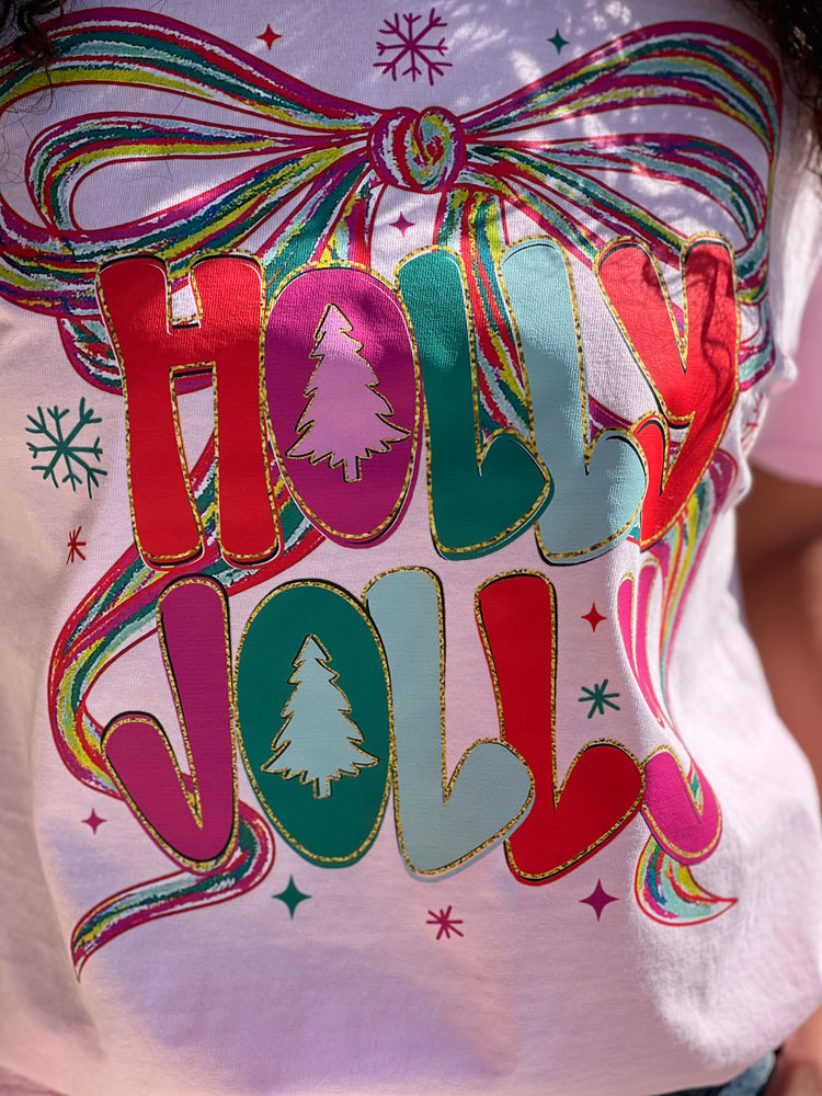 Holly Jolly Colorful Bow Graphic Tee