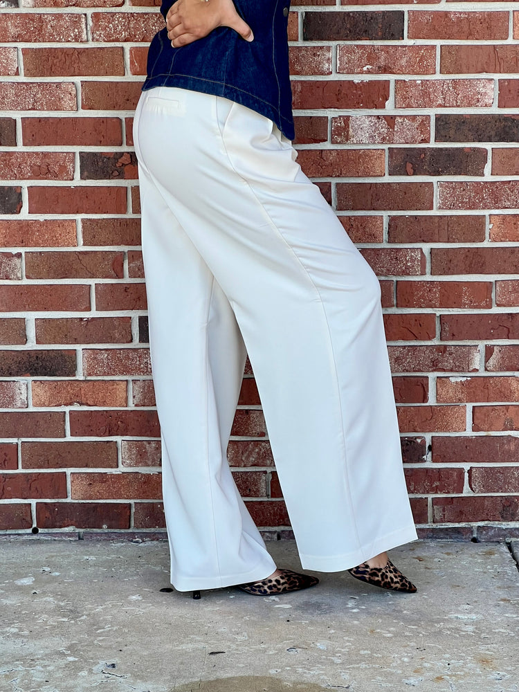 Back To Business Ivory High Waist Dress Pants