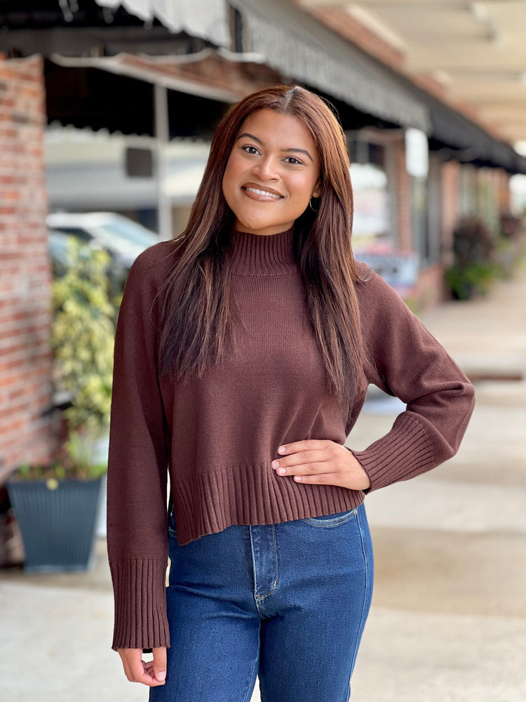 Maple Latte Mock Neck Sweater