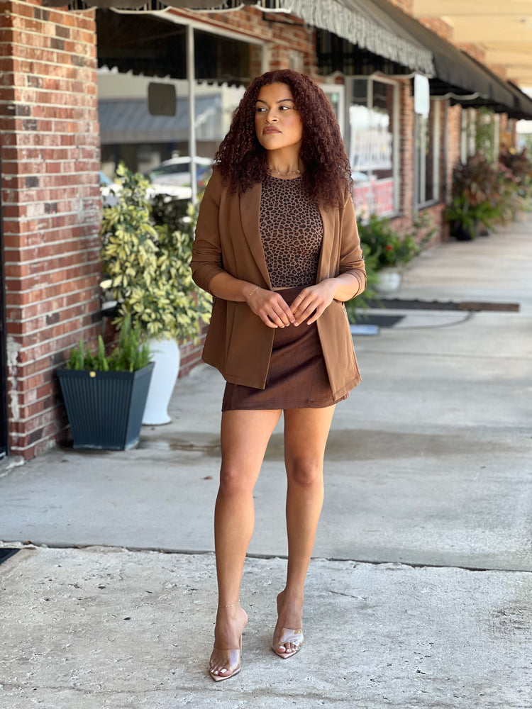 Chocolate Suede Mini Skirt