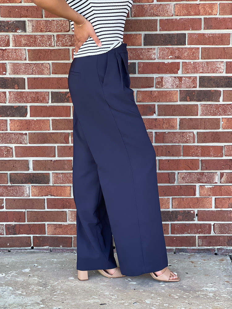 Back To Business Navy High Waist Dress Pants