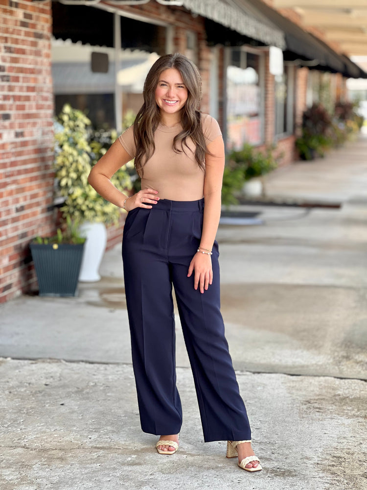 Back To Business Navy High Waist Dress Pants