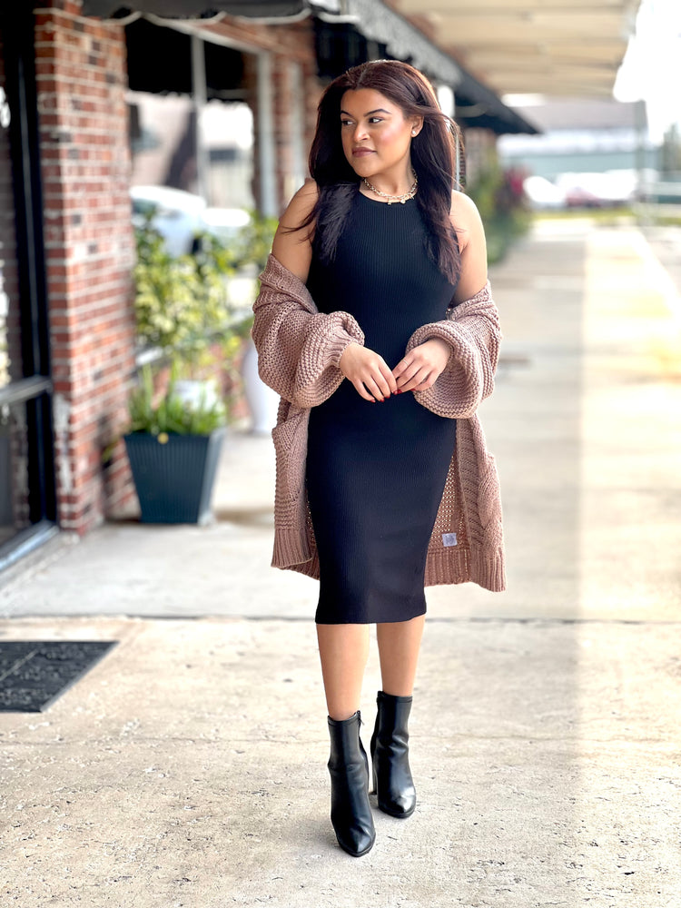 Black Ribbed Knit Mini Dress Black Ribbed Knit Mini Dress