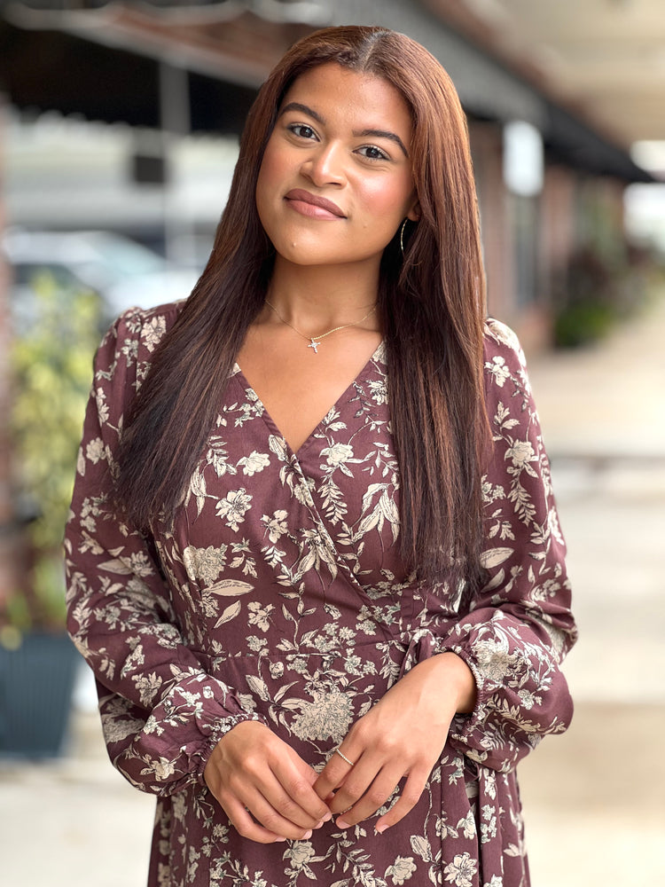 Chestnut Floral Print Maxi Dress