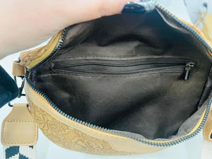 Black Tooled Crossbody Bag