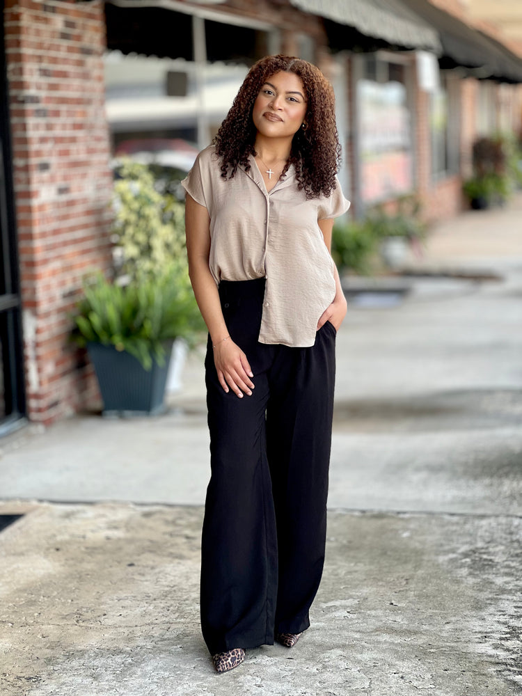 Wide Leg Black Dress Pants