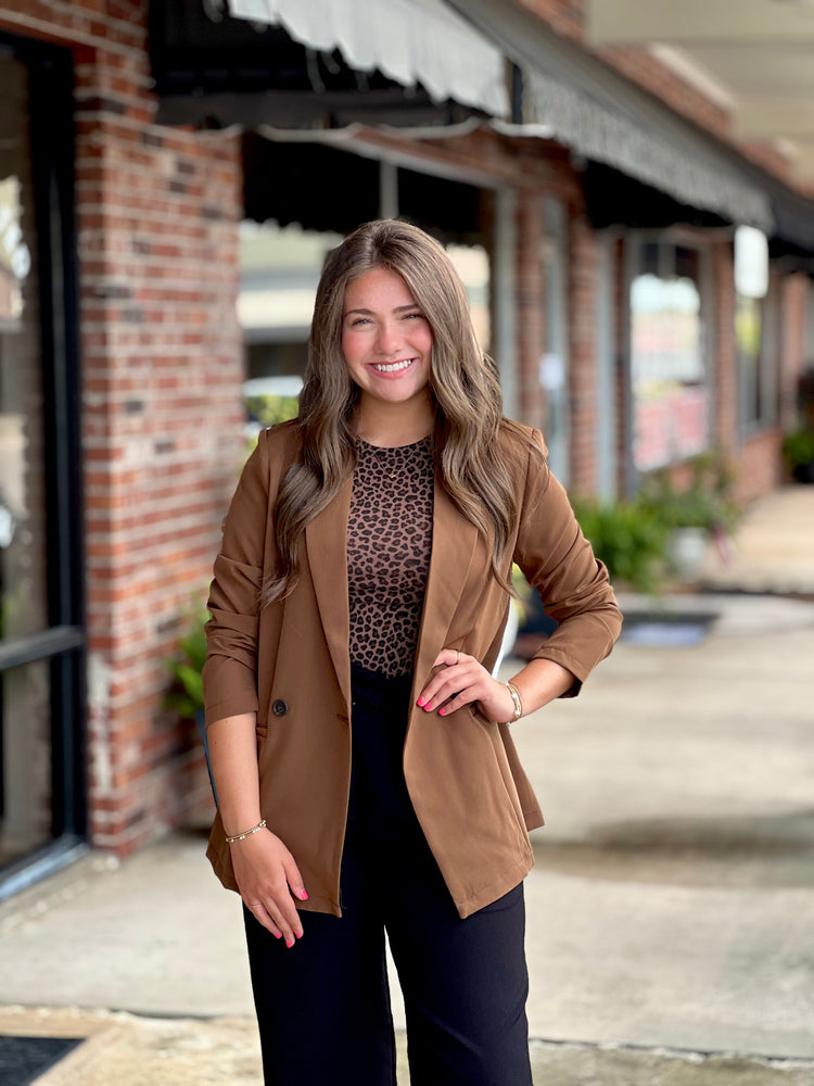 Brown Double Breasted Blazer