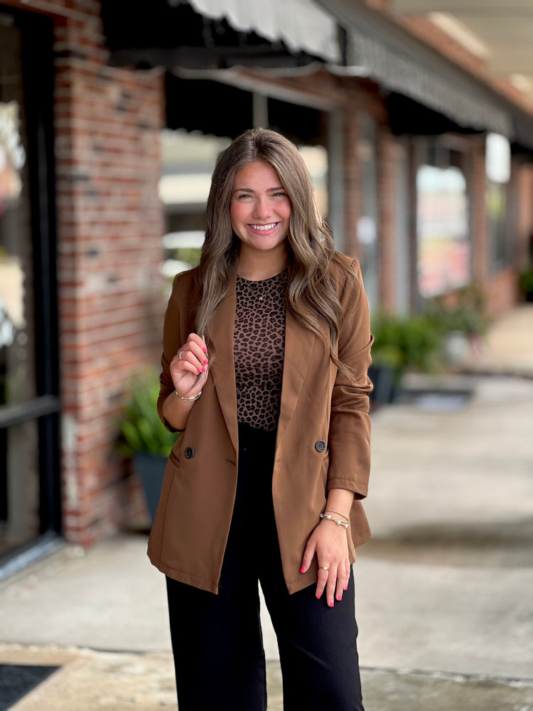 Brown Double Breasted Blazer