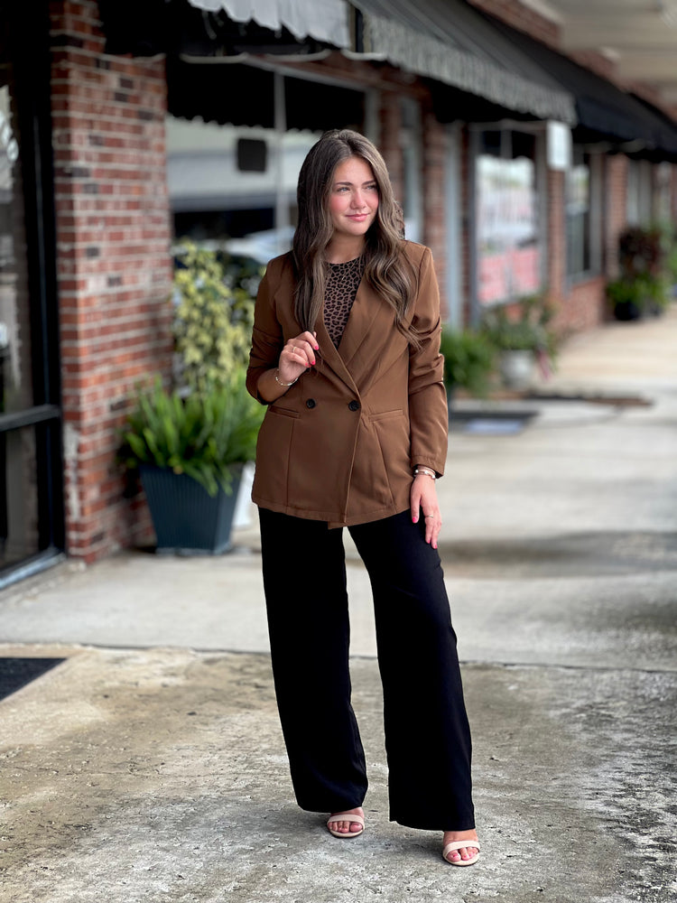 Brown Double Breasted Blazer
