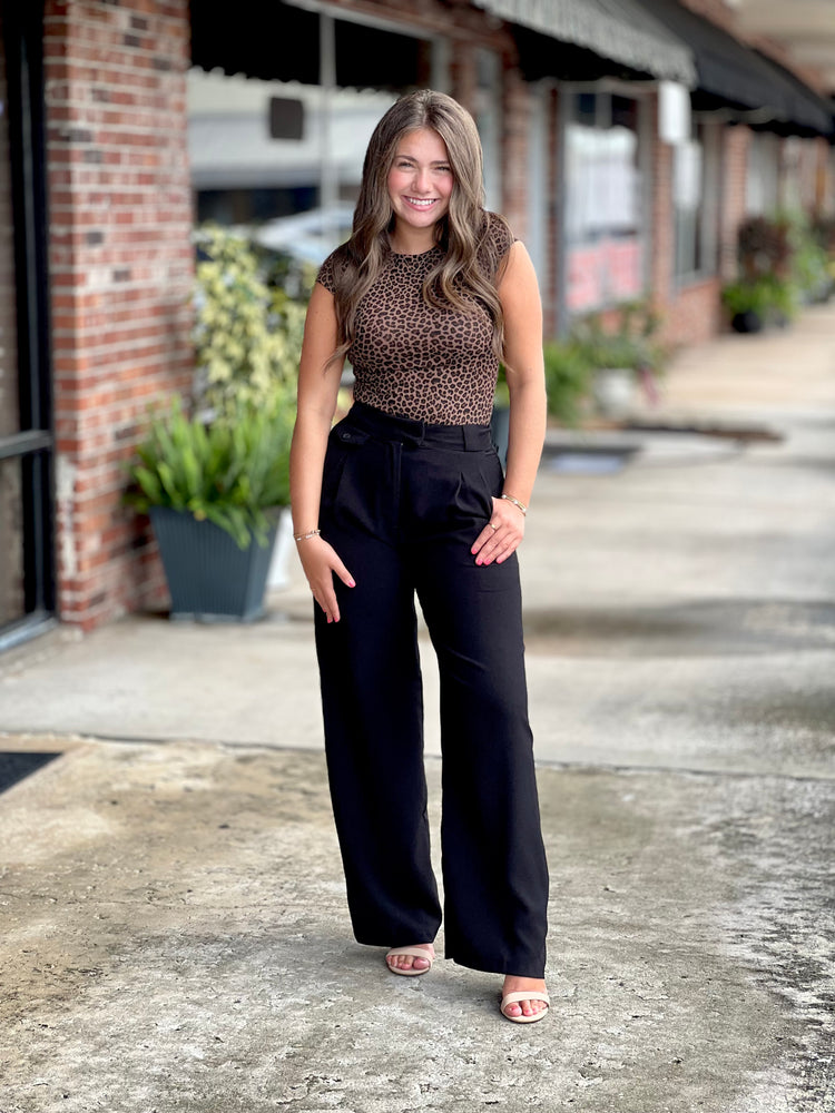 Wide Leg Black Dress Pants