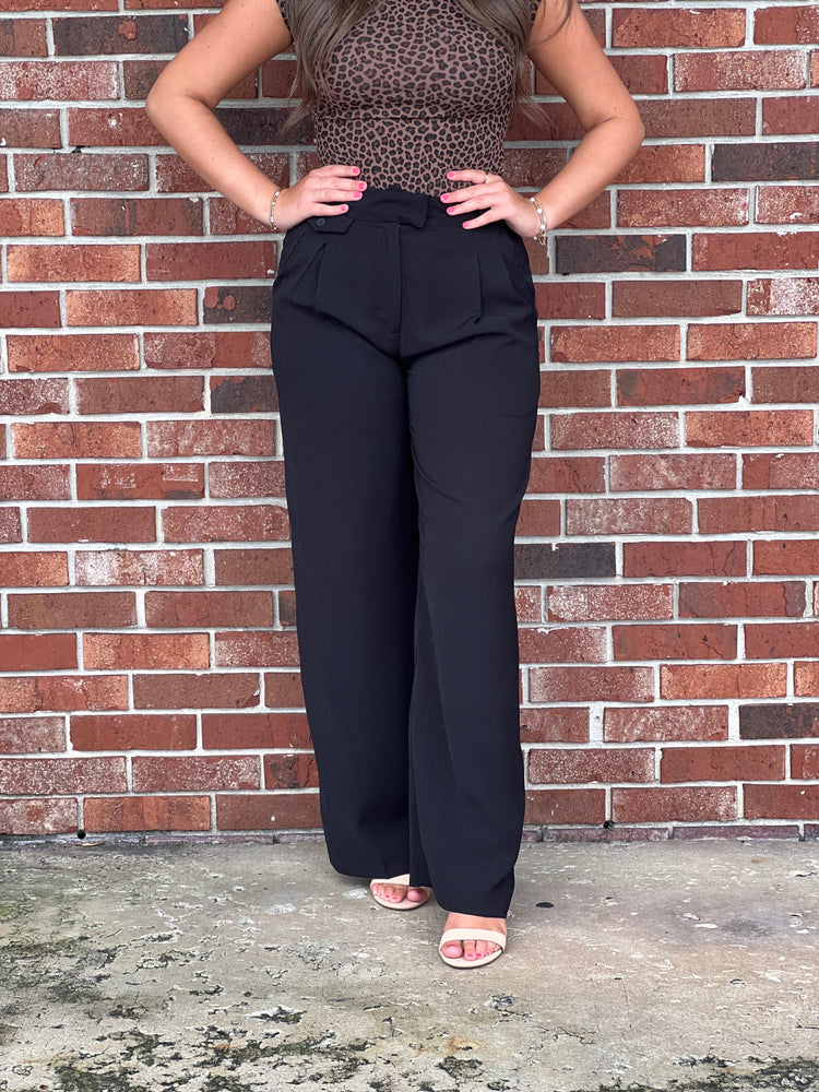 Wide Leg Black Dress Pants