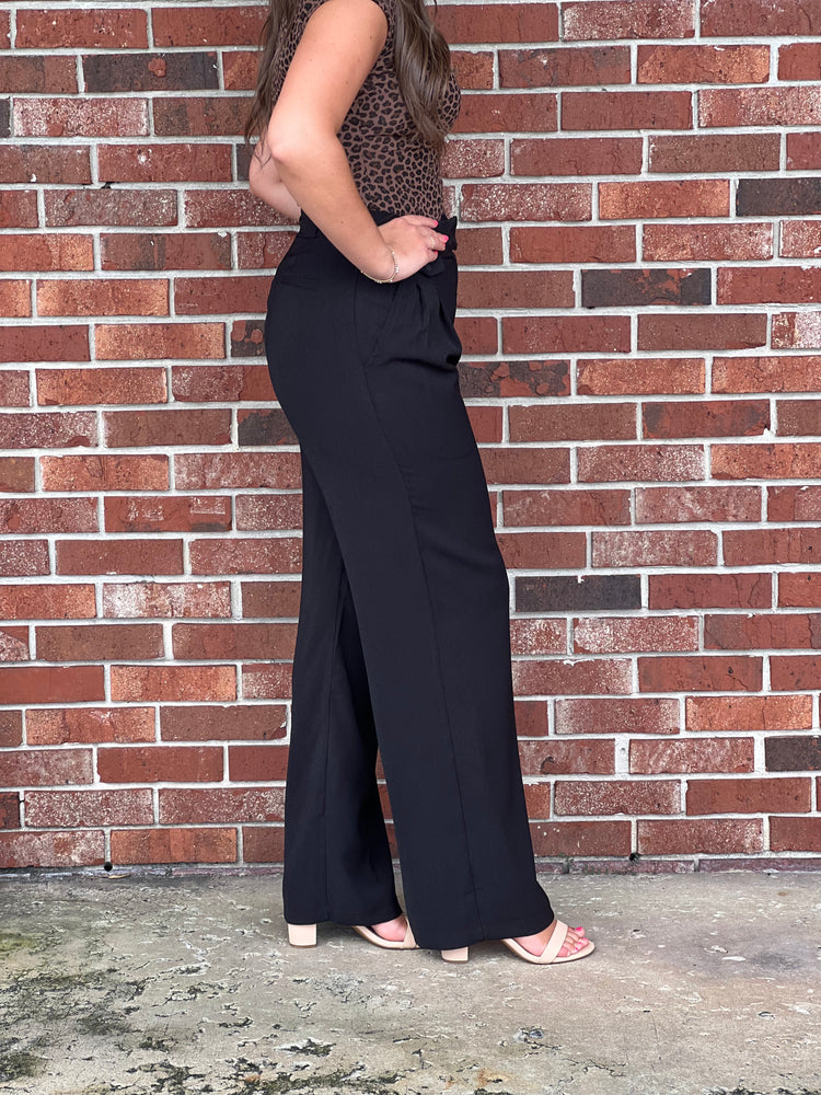Wide Leg Black Dress Pants