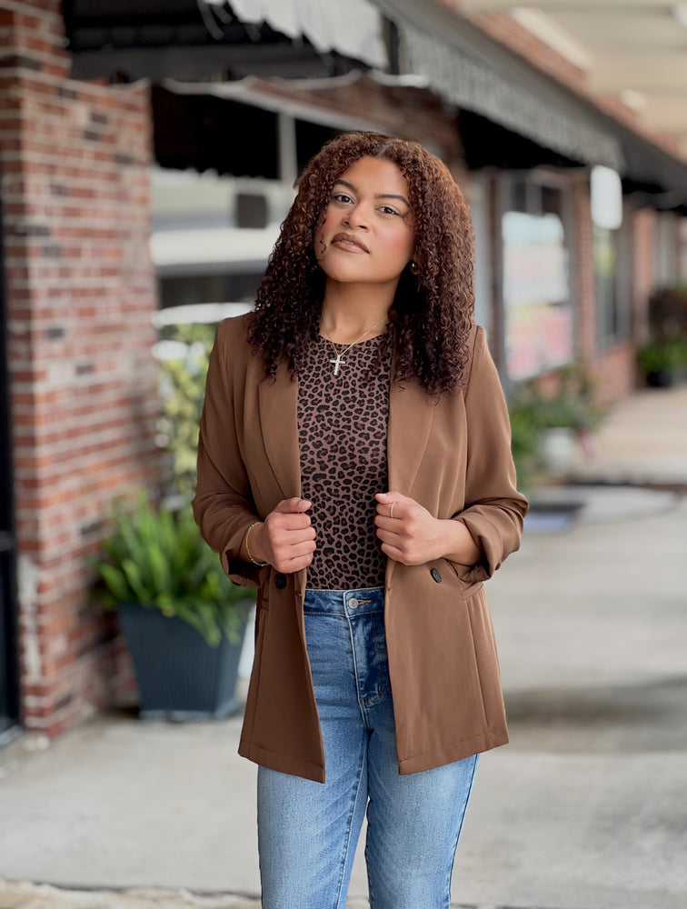 Brown Double Breasted Blazer