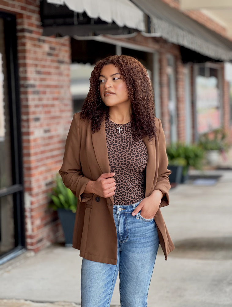 Brown Double Breasted Blazer