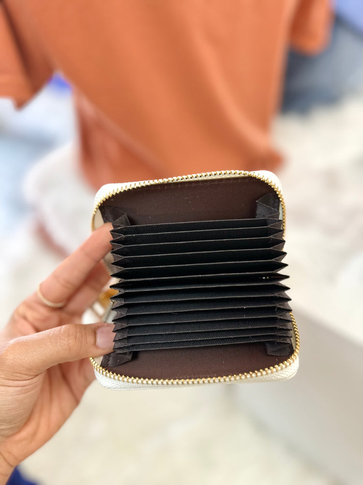 Check White Zip Around Wallet