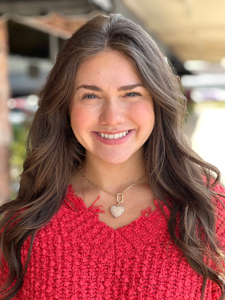 CZ Gold Carabiner Clasp Paperclip Charm Necklace