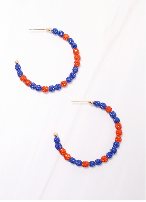 
            
                Load image into Gallery viewer, School Pride Pave Orange &amp;amp; Blue Earrings
            
        
