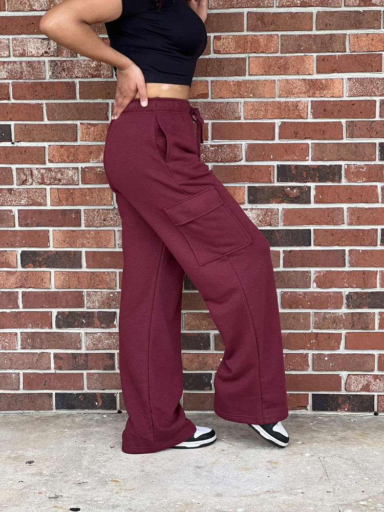 Burgundy Cargo Sweatpants