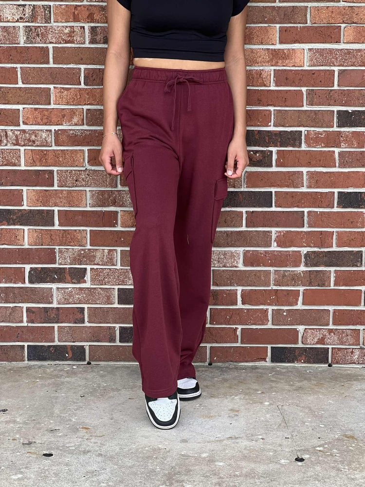 Burgundy Cargo Sweatpants