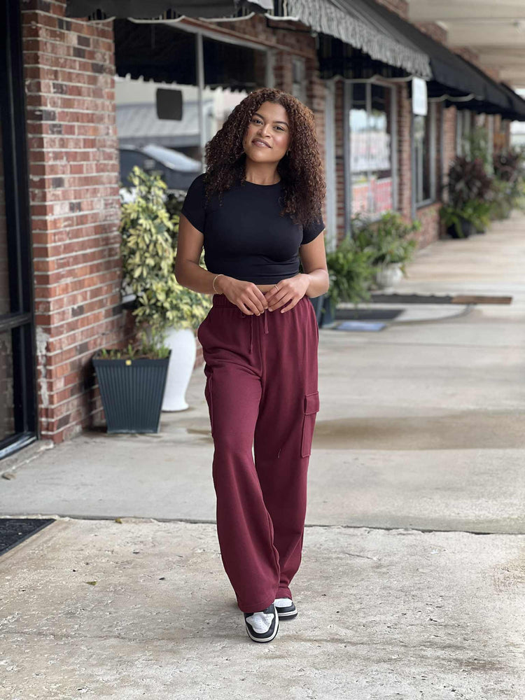 Burgundy Cargo Sweatpants
