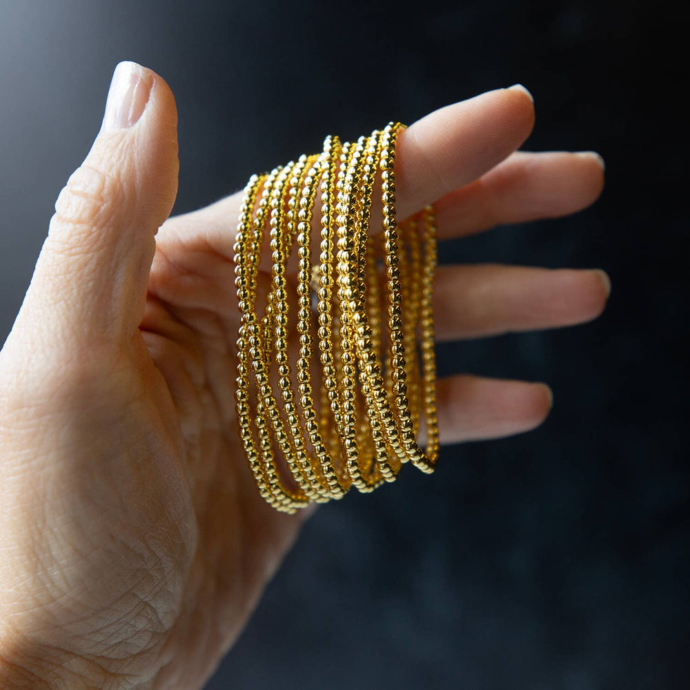 Gold Beaded Bracelets-3mm, Smooth