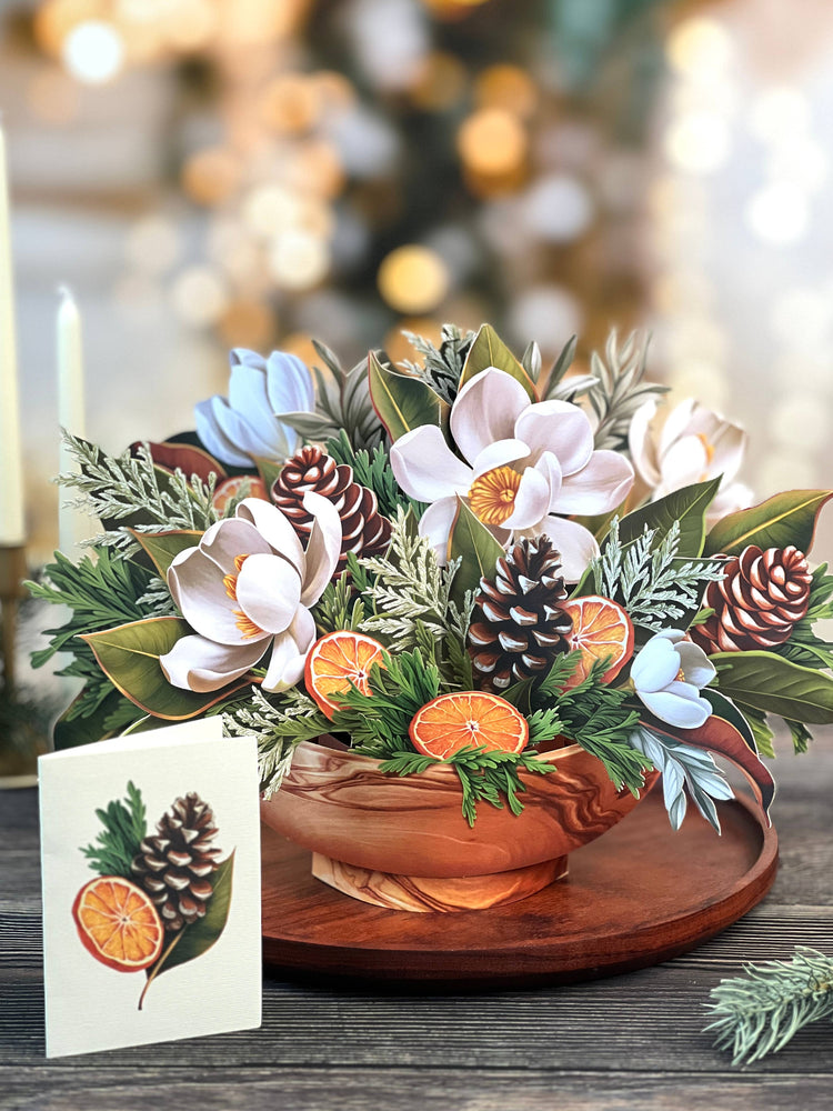 Fresh Cut Paper - Winter Magnolia Pop Up Card