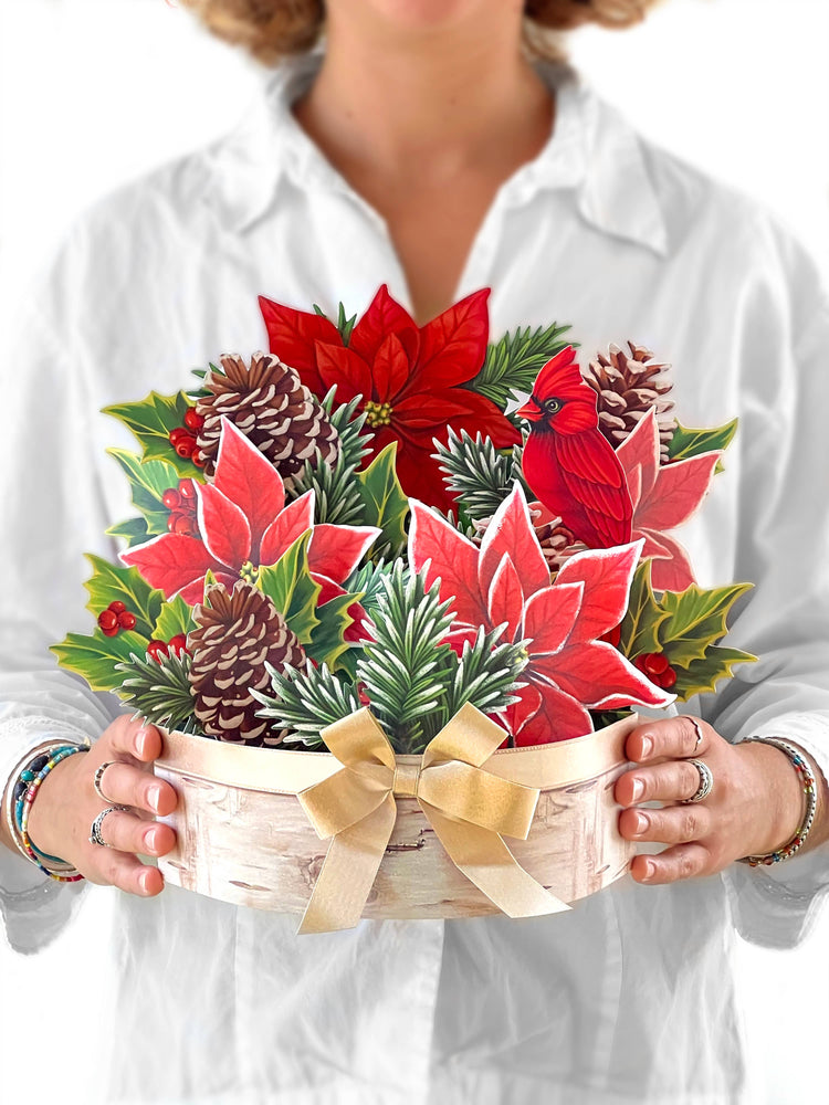 FreshCut Paper - Birch Poinsettia Pop Up Card
