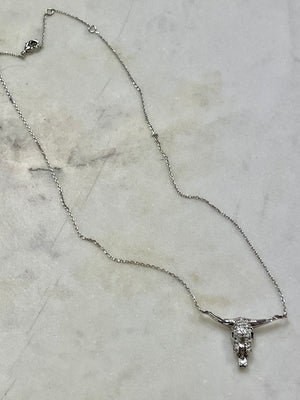 
            
                Load image into Gallery viewer, Silver Rhinestone Steer Head Necklace
            
        