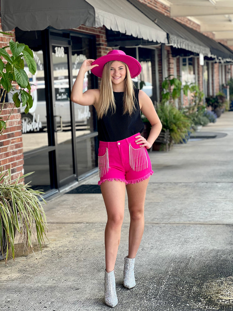 Hot pink store shorts womens