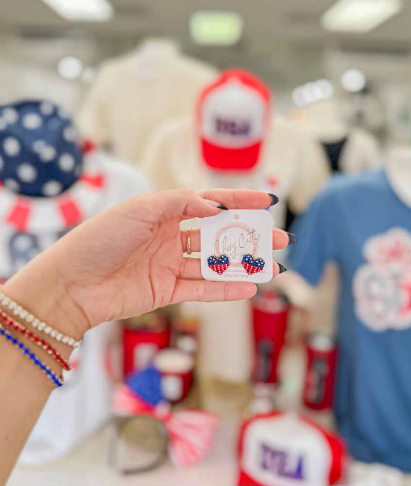 
            
                Load image into Gallery viewer, American Flag Heart Studs
            
        