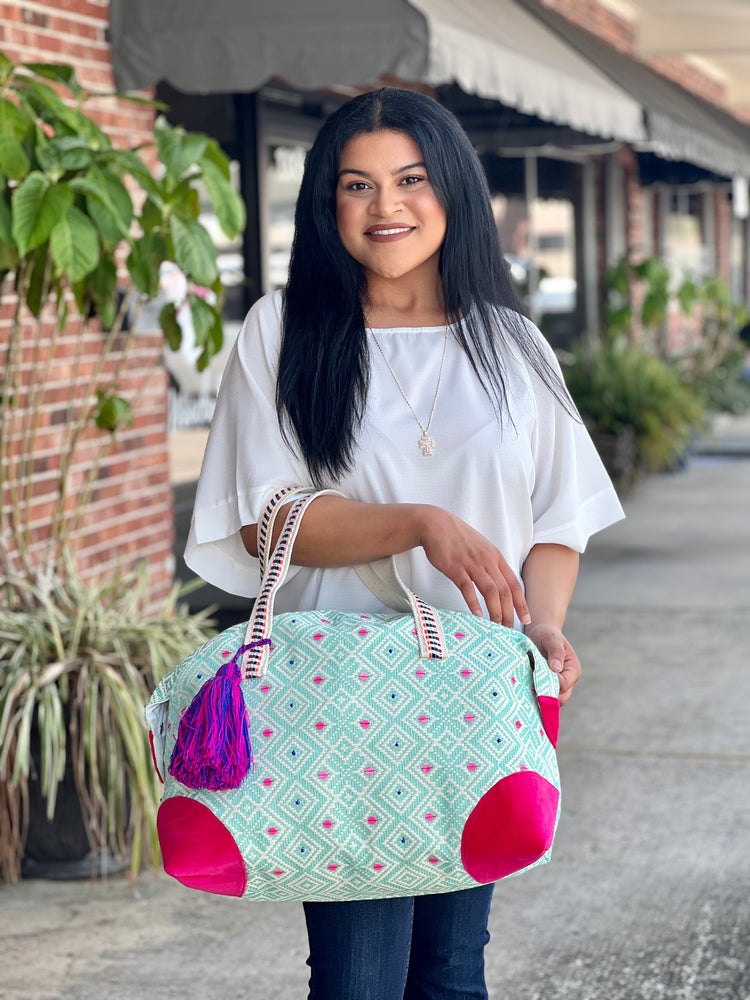 
            
                Load image into Gallery viewer, Mint Cotton Weekender  Bag
            
        