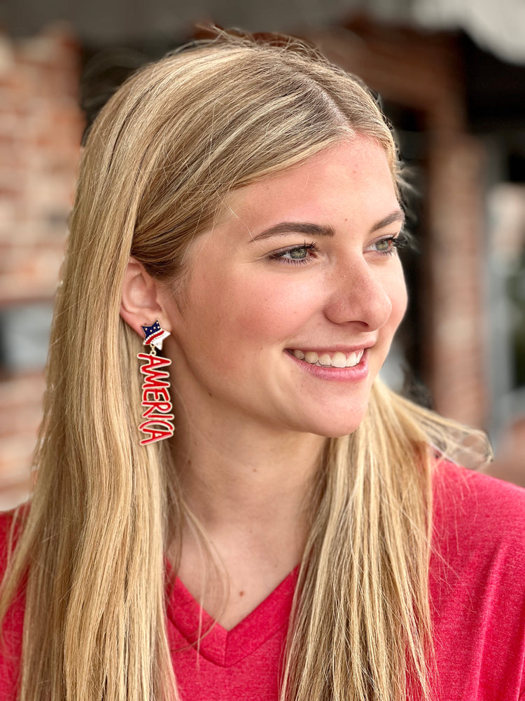 
            
                Load image into Gallery viewer, America USA Flag Star Earrings
            
        