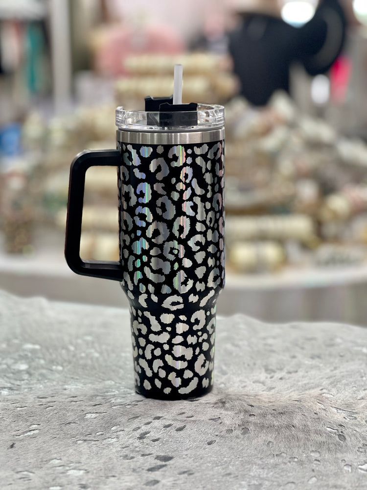 NEW 40oz HOLOGRAPHIC LEOPARD PRINT DESIGN TUMBLER CUP MUG – Creative Inkd  Tees and More