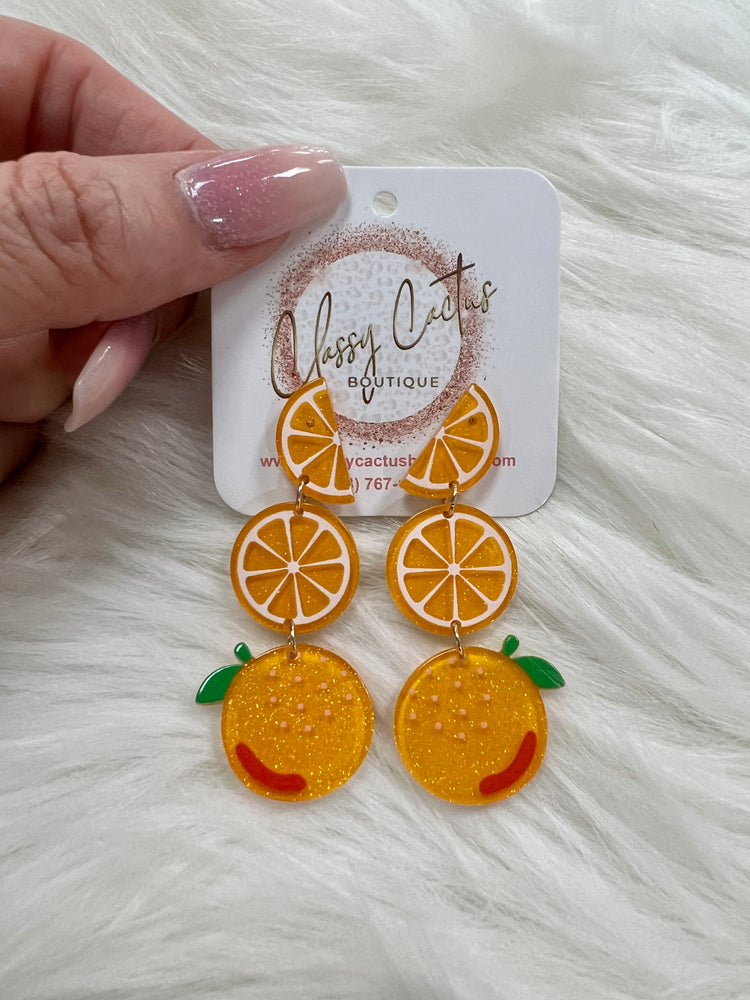Orange Fruit Drop Earrings