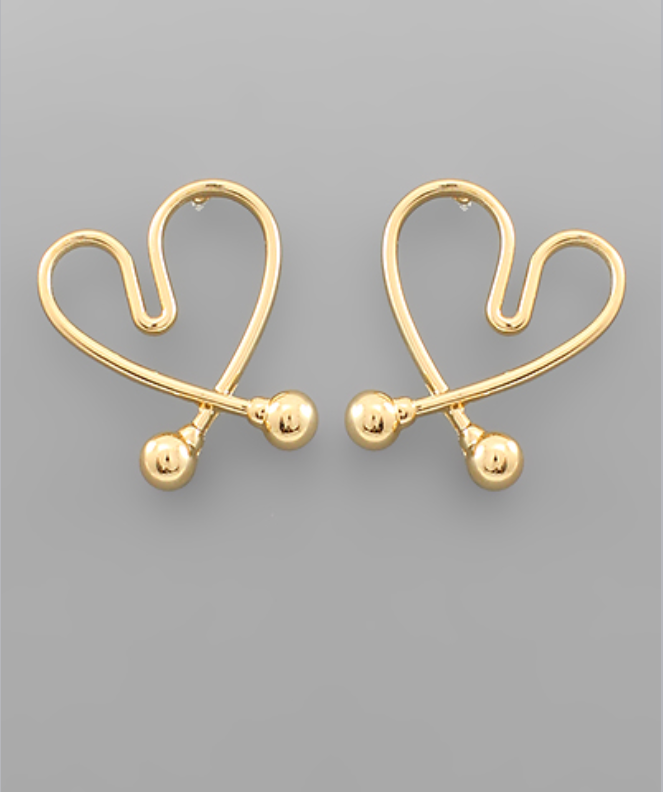 
            
                Load image into Gallery viewer, Ball End Heart Earrings
            
        