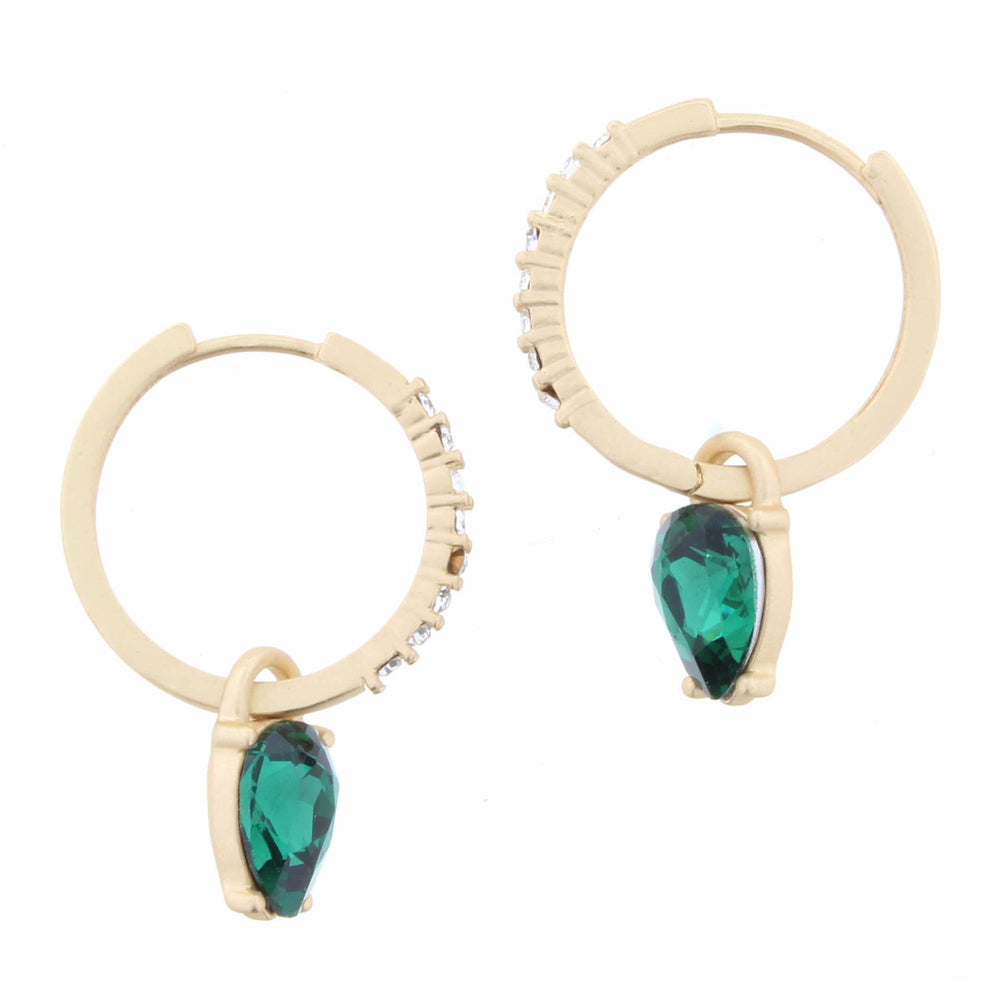 
            
                Load image into Gallery viewer, Crystal Inlay with Emerald Earring
            
        
