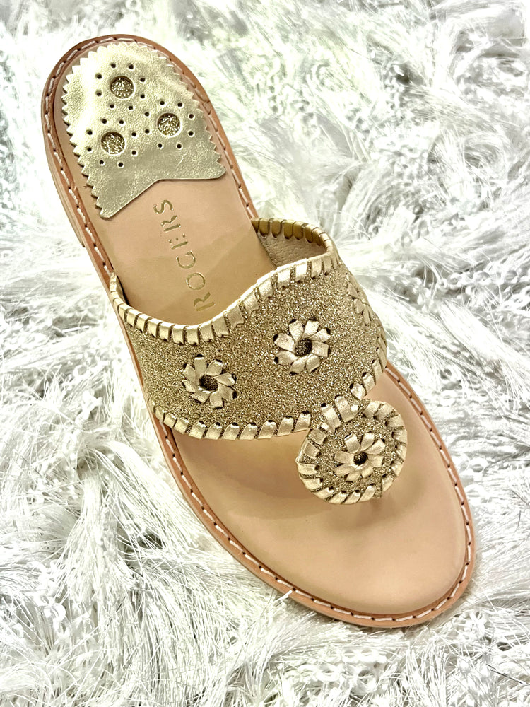 Platinum Glitter Jacks ll Flat Sandals